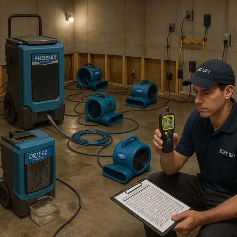 Structural Drying and Dehumidification process in Franksville, WI